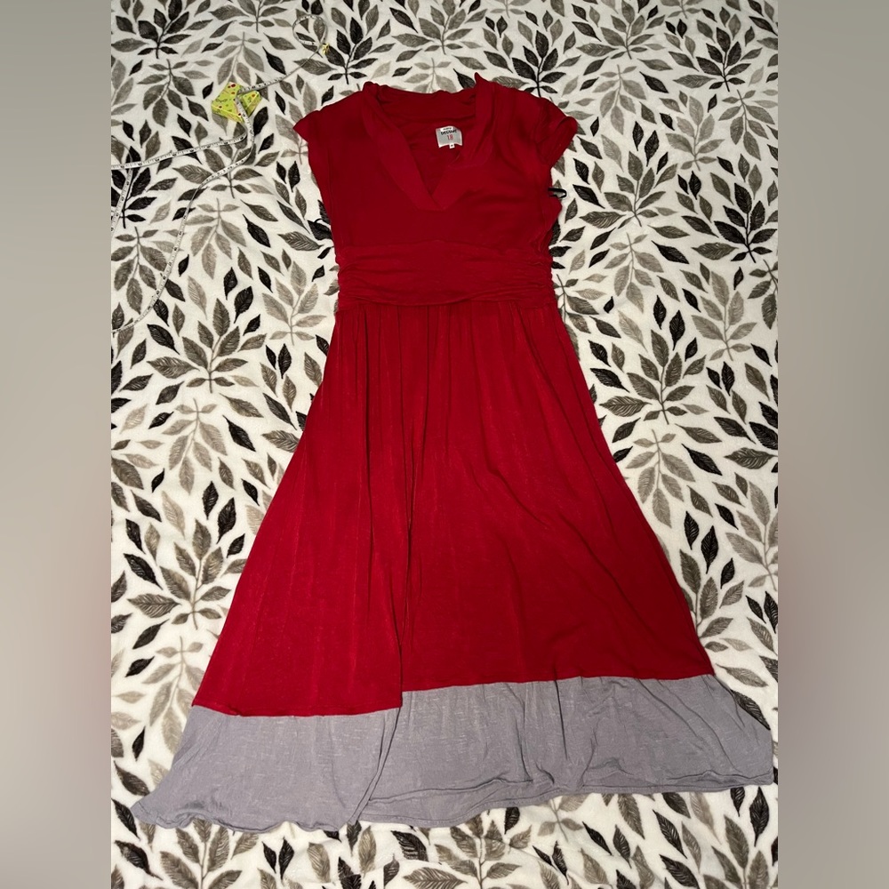 Decode red dress with grey trim